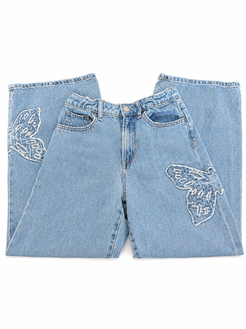 GAP Kids Girls Wide Leg Jeans Butterfly Embroidery Patch Y2K Adjustable Waist 16